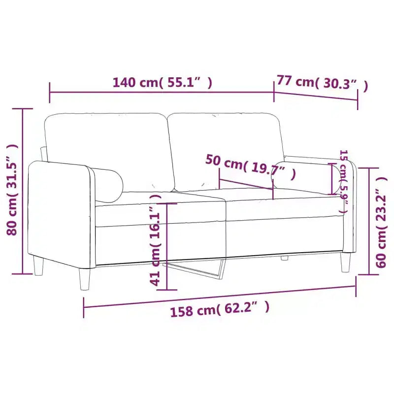 vidaXL Divano a 2 posti con cuscini decorativi grigio chiaro 55,1 velluto