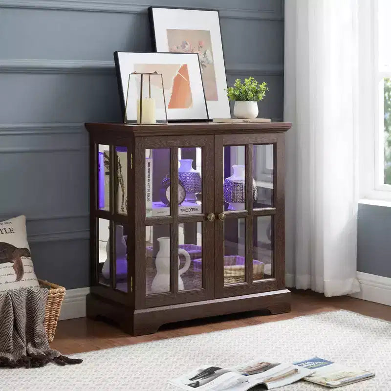 Vetrina antica con ripiani regolabili, bacheca di qualità dal design retrò con ante a griglia, elegante libreria e mobiletto per l'arredamento di casa