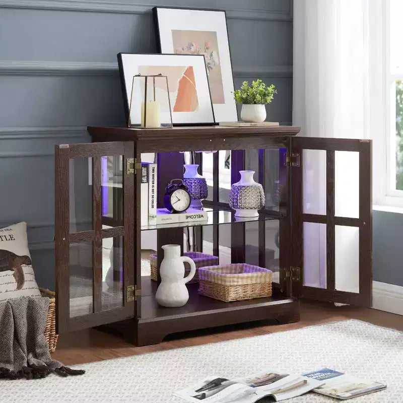 Vetrina antica con ripiani regolabili, bacheca di qualità dal design retrò con ante a griglia, elegante libreria e mobiletto per l'arredamento di casa