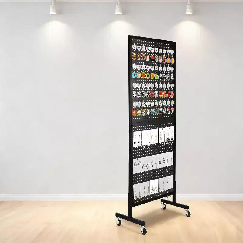 Espositore Acekool 2'x5' con Ruote, Espositore in Metallo con Pannello Forato, Base a T e Ganci per Fiere Artigianali, Negozi al Dettaglio e Organizzazione Domestica