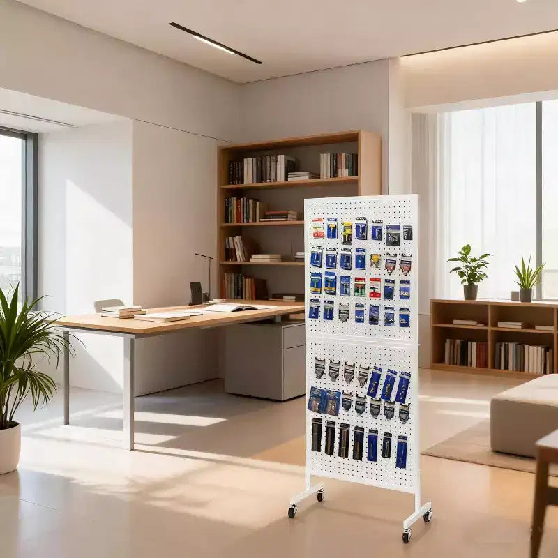 Espositore Acekool 2'x5' con Ruote, Espositore in Metallo con Pannello Forato, Base a T e Ganci per Fiere Artigianali, Negozi al Dettaglio e Organizzazione Domestica
