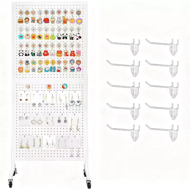 Espositore Acekool 2'x5' con Ruote, Espositore in Metallo con Pannello Forato, Base a T e Ganci per Fiere Artigianali, Negozi al Dettaglio e Organizzazione Domestica