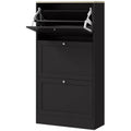 Modern Shoe Storage Cabinet with 3 Flip Drawers and Adjustable Shelves for 18 Pairs of Shoes