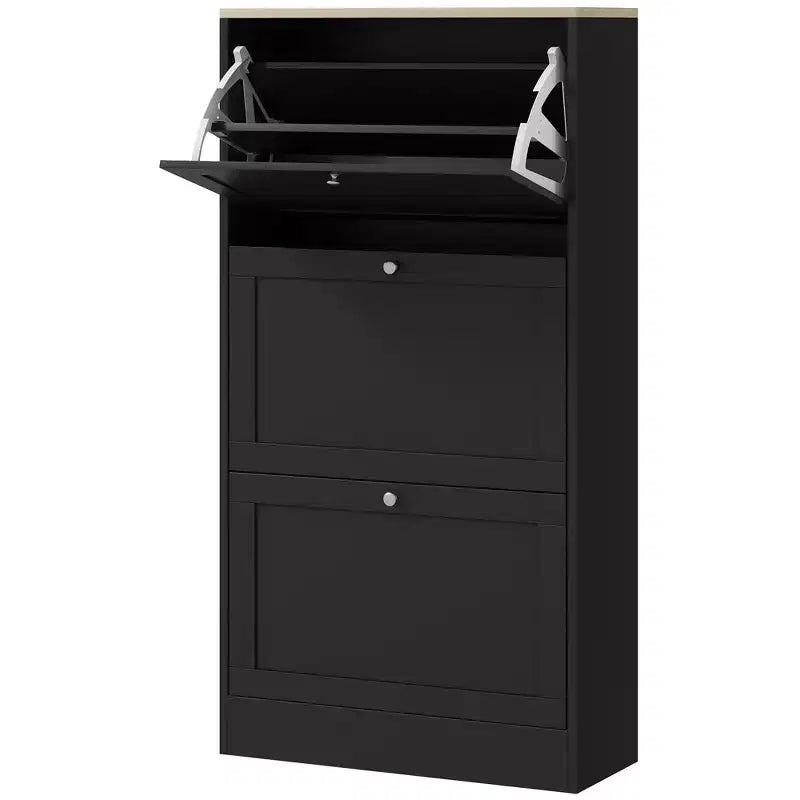 Modern Shoe Storage Cabinet with 3 Flip Drawers and Adjustable Shelves for 18 Pairs of Shoes