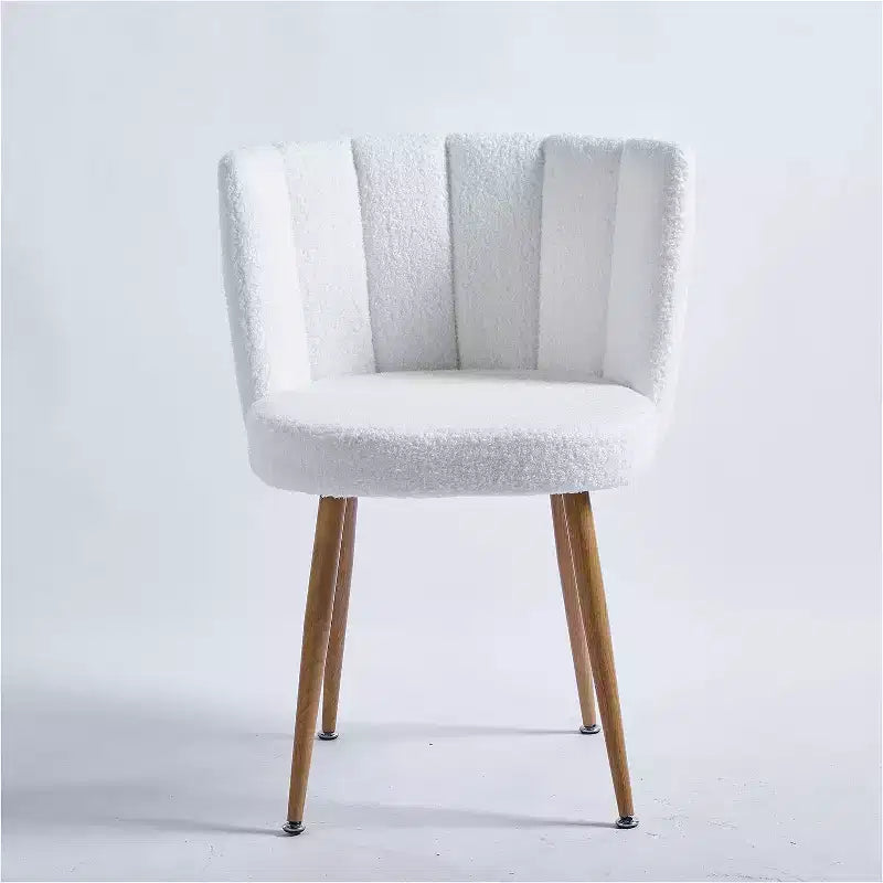 Set di 3 sedie da pranzo, sedie laterali moderne imbottite in tessuto a pelo corto con design senza braccioli, gambe in tubo di ferro color legno, perfette per cucina, soggiorno o caffè