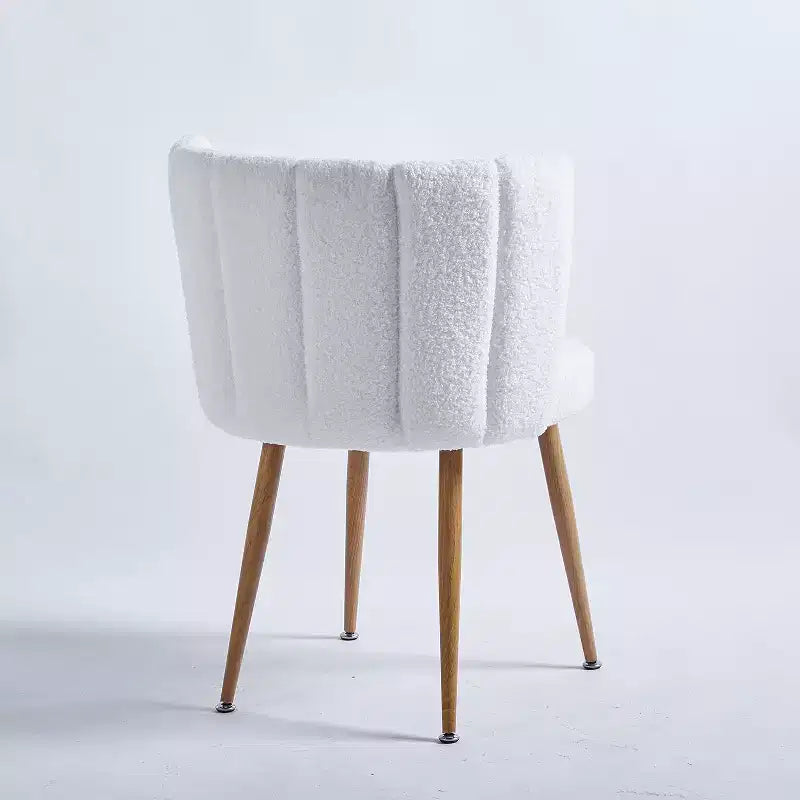 Set di 3 sedie da pranzo, sedie laterali moderne imbottite in tessuto a pelo corto con design senza braccioli, gambe in tubo di ferro color legno, perfette per cucina, soggiorno o caffè