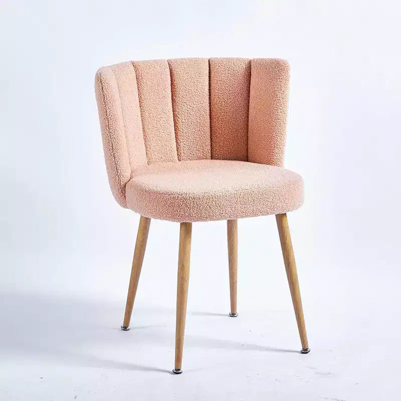 Set di 3 sedie da pranzo, sedie laterali moderne imbottite in tessuto a pelo corto con design senza braccioli, gambe in tubo di ferro color legno, perfette per cucina, soggiorno o caffè