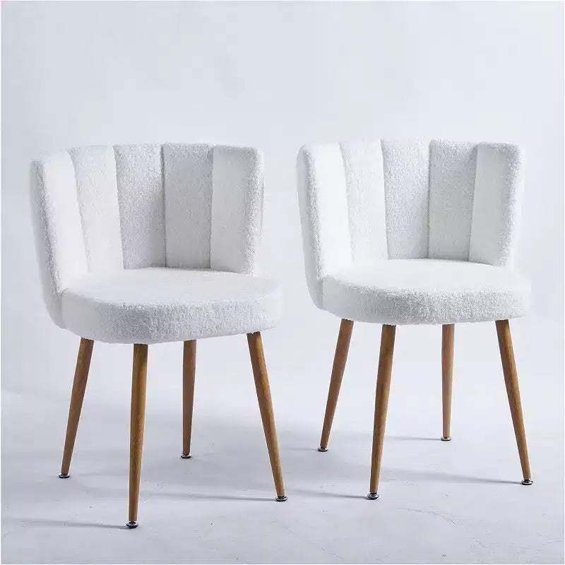 Set di 3 sedie da pranzo, sedie laterali moderne imbottite in tessuto a pelo corto con design senza braccioli, gambe in tubo di ferro color legno, perfette per cucina, soggiorno o caffè