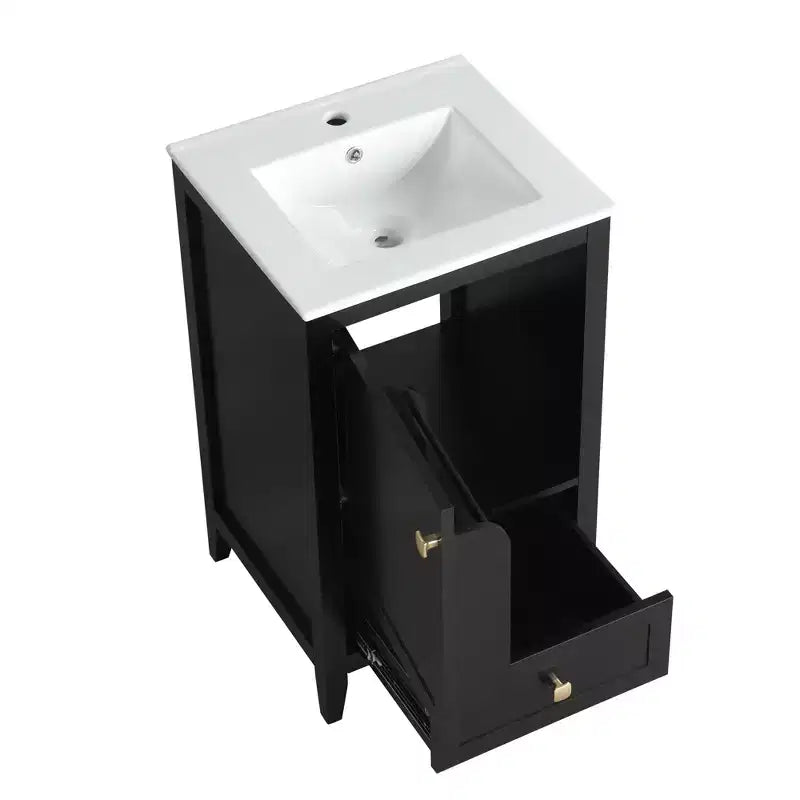 Mobiletto da bagno 50 cm con lavandino, armadietto da bagno con anta a chiusura ammortizzata, scaffale e un cassetto