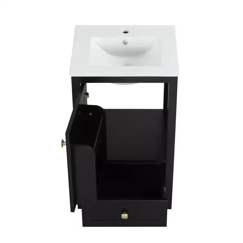 Mobiletto da bagno 50 cm con lavandino, armadietto da bagno con anta a chiusura ammortizzata, scaffale e un cassetto