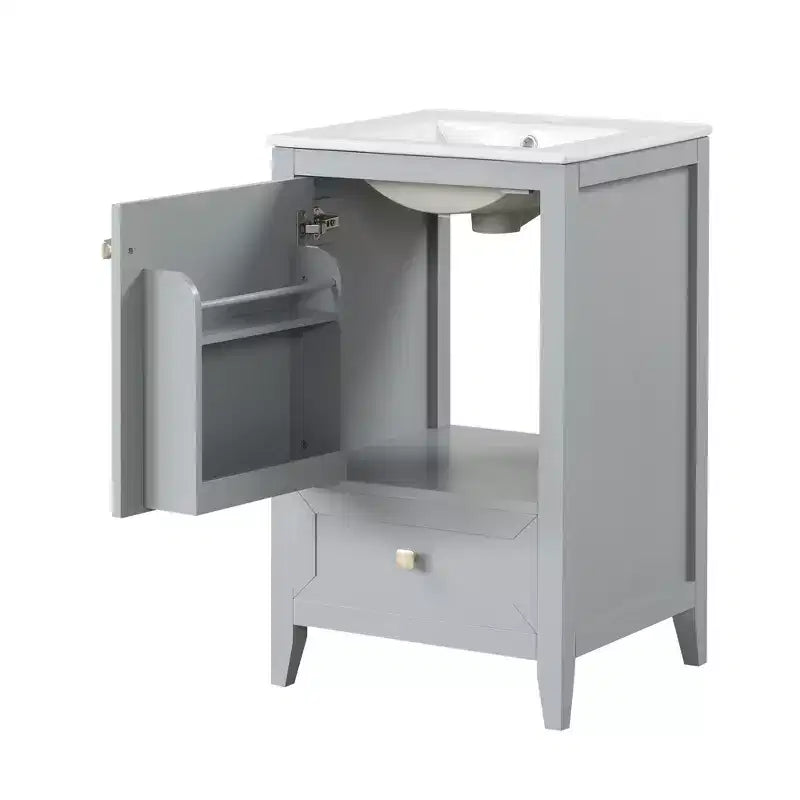 Mobiletto da bagno 50 cm con lavandino, armadietto da bagno con anta a chiusura ammortizzata, scaffale e un cassetto