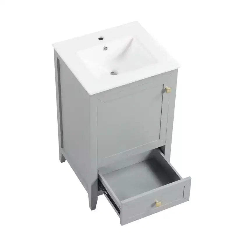 Mobiletto da bagno 50 cm con lavandino, armadietto da bagno con anta a chiusura ammortizzata, scaffale e un cassetto