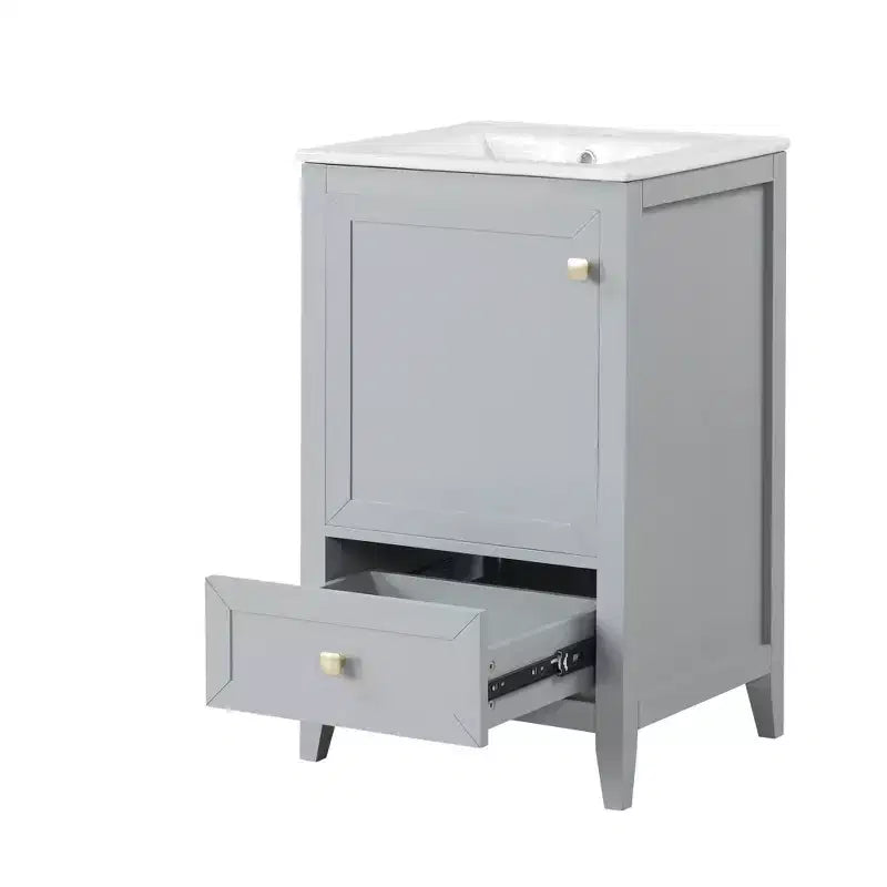 Mobiletto da bagno 50 cm con lavandino, armadietto da bagno con anta a chiusura ammortizzata, scaffale e un cassetto