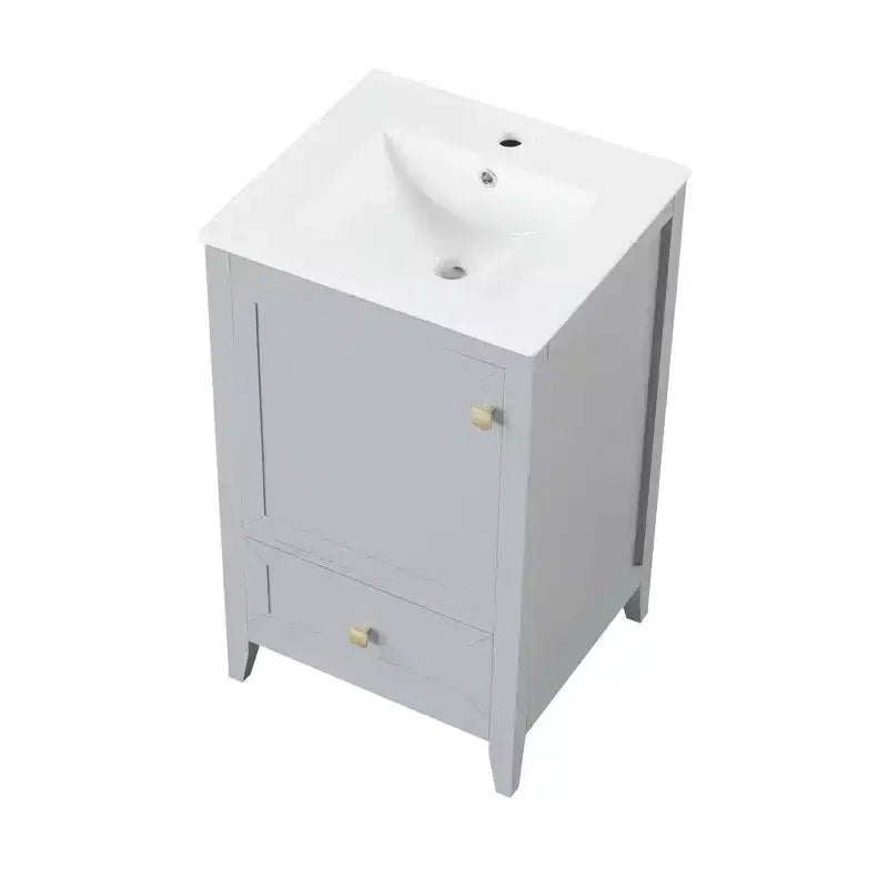 Mobiletto da bagno 50 cm con lavandino, armadietto da bagno con anta a chiusura ammortizzata, scaffale e un cassetto