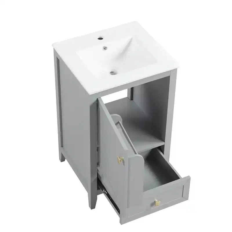 Mobiletto da bagno 50 cm con lavandino, armadietto da bagno con anta a chiusura ammortizzata, scaffale e un cassetto