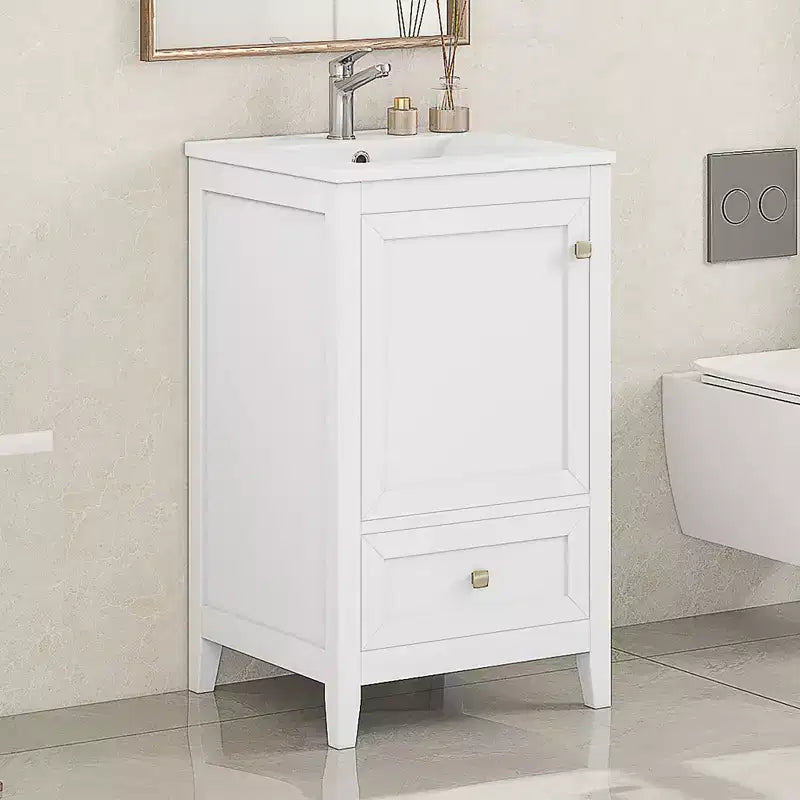 Mobiletto da bagno 50 cm con lavandino, armadietto da bagno con anta a chiusura ammortizzata, scaffale e un cassetto