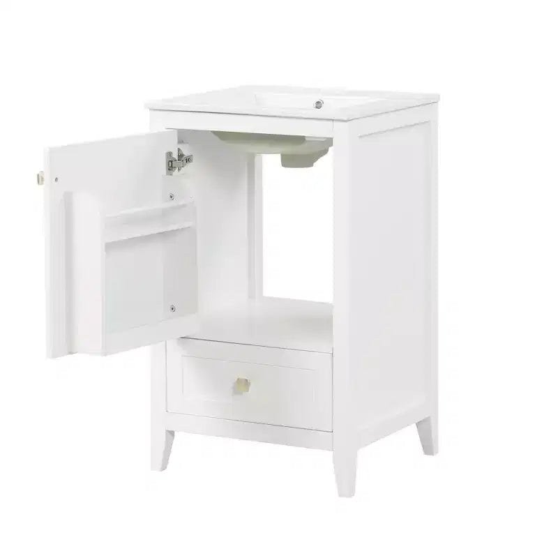 Mobiletto da bagno 50 cm con lavandino, armadietto da bagno con anta a chiusura ammortizzata, scaffale e un cassetto
