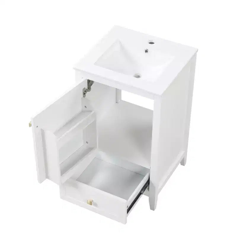 Mobiletto da bagno 50 cm con lavandino, armadietto da bagno con anta a chiusura ammortizzata, scaffale e un cassetto