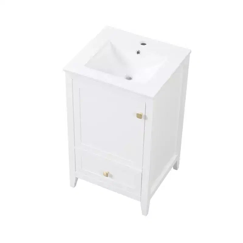 Mobiletto da bagno 50 cm con lavandino, armadietto da bagno con anta a chiusura ammortizzata, scaffale e un cassetto