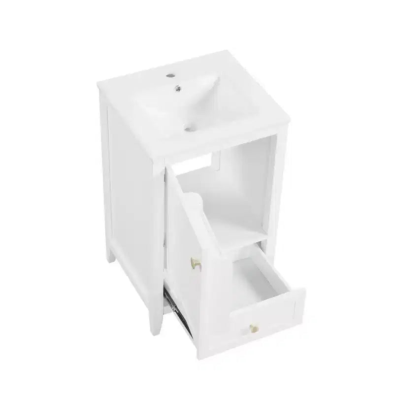 Mobiletto da bagno 50 cm con lavandino, armadietto da bagno con anta a chiusura ammortizzata, scaffale e un cassetto