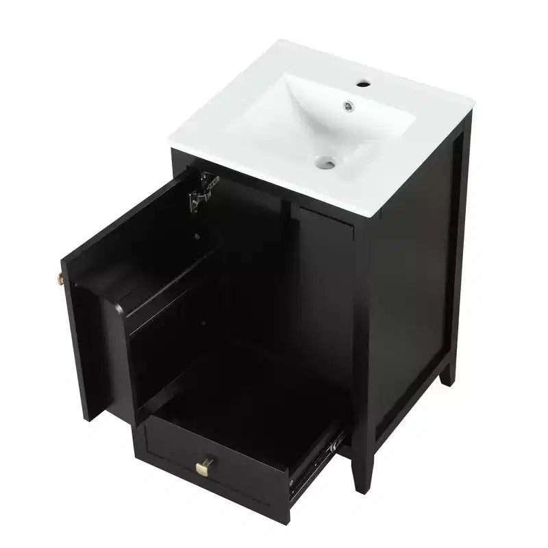 Mobiletto da bagno 50 cm con lavandino, armadietto da bagno con anta a chiusura ammortizzata, scaffale e un cassetto