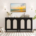 Set of 2 Rattan Sideboard Buffet Cabinets  Farmhouse Storage with Adjustable Shelves for Dining/Living Room/Entryway