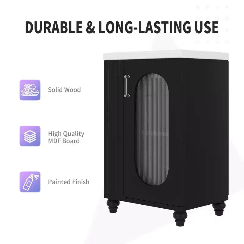 Mobile bagno con lavabo da 20 pollici con contenitore, Mobiletto da bagno a pavimento con ripiano regolabile