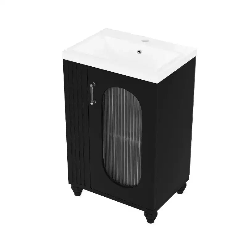 Mobile bagno con lavabo da 20 pollici con contenitore, Mobiletto da bagno a pavimento con ripiano regolabile