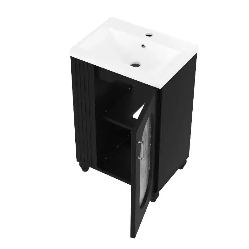 Mobile bagno con lavabo da 20 pollici con contenitore, Mobiletto da bagno a pavimento con ripiano regolabile