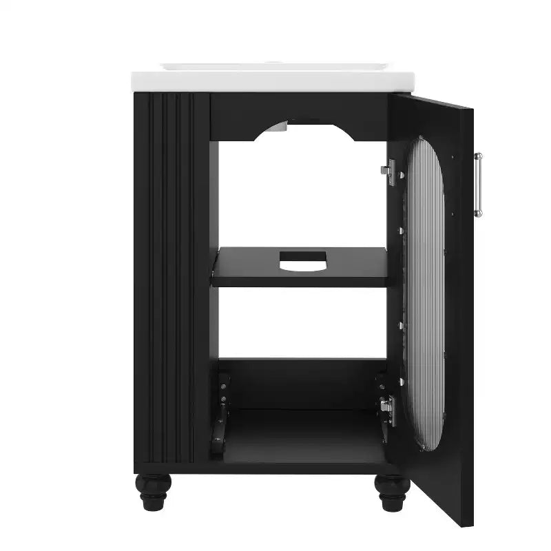 Mobile bagno con lavabo da 20 pollici con contenitore, Mobiletto da bagno a pavimento con ripiano regolabile