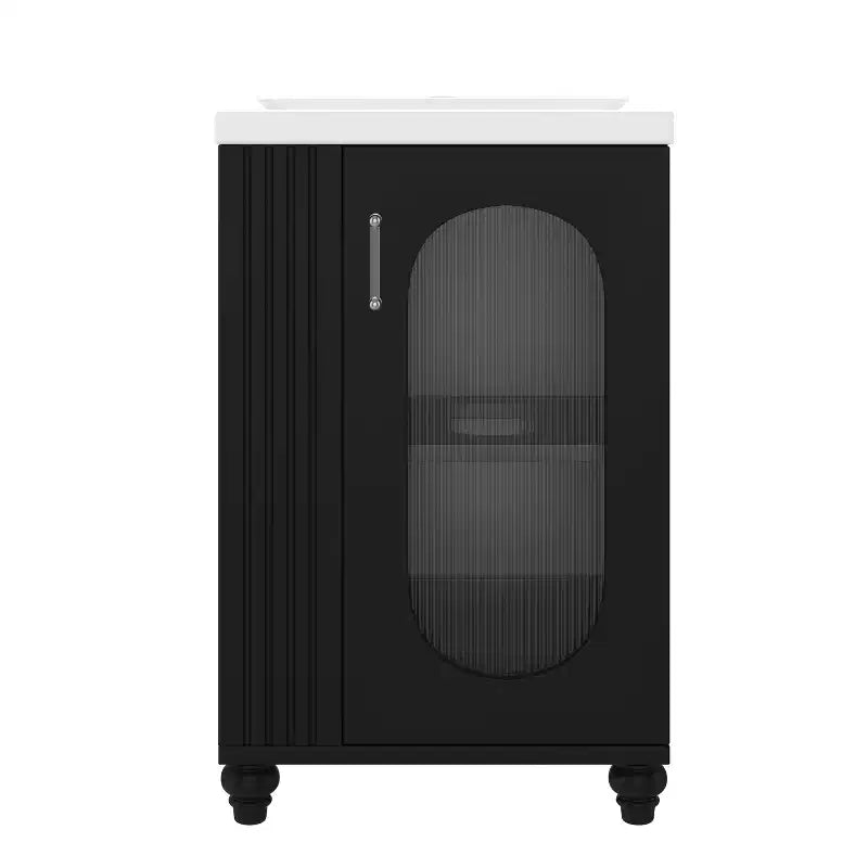 Mobile bagno con lavabo da 20 pollici con contenitore, Mobiletto da bagno a pavimento con ripiano regolabile