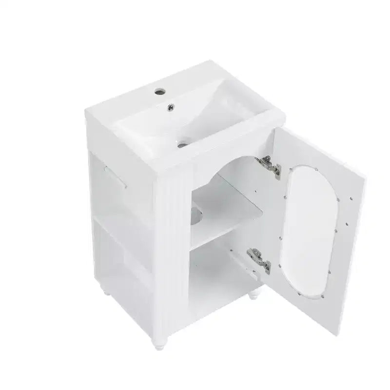 Mobile bagno con lavabo da 20 pollici con contenitore, Mobiletto da bagno a pavimento con ripiano regolabile