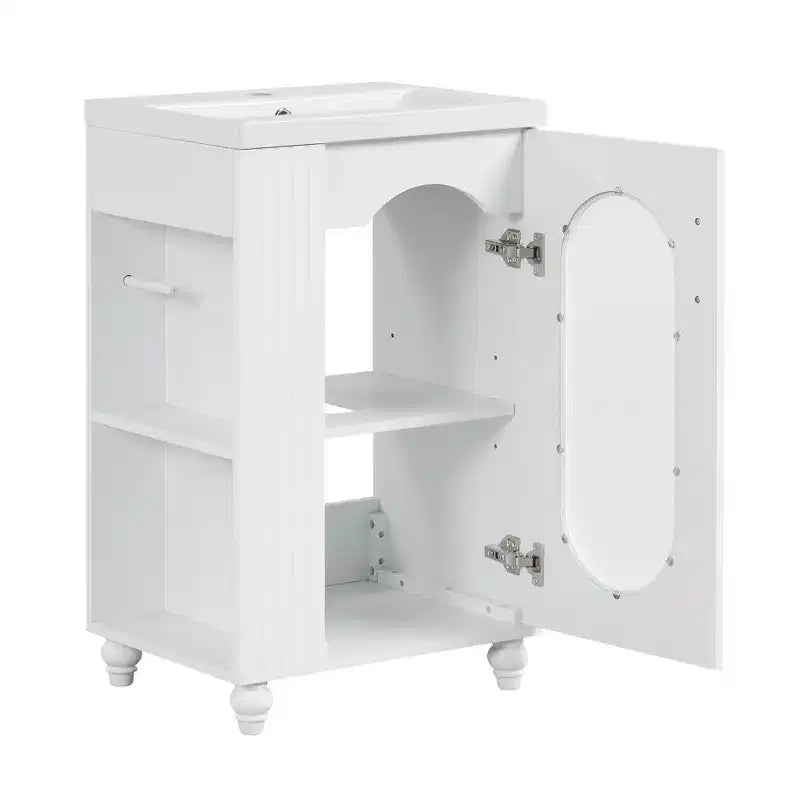 Mobile bagno con lavabo da 20 pollici con contenitore, Mobiletto da bagno a pavimento con ripiano regolabile