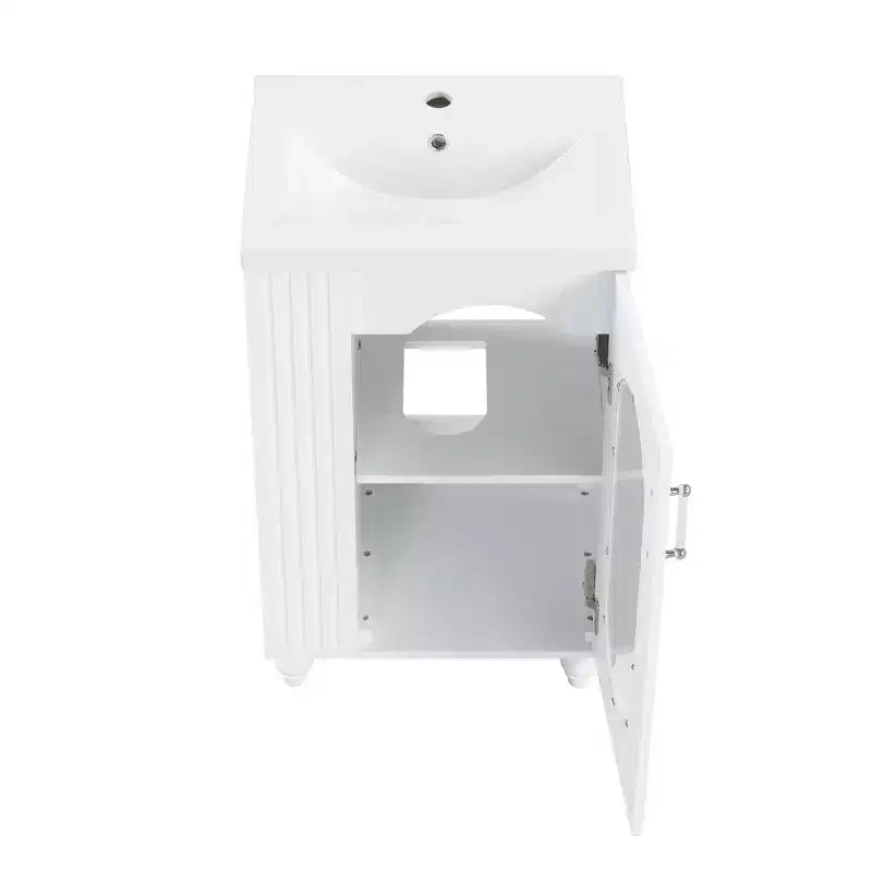 Mobile bagno con lavabo da 20 pollici con contenitore, Mobiletto da bagno a pavimento con ripiano regolabile