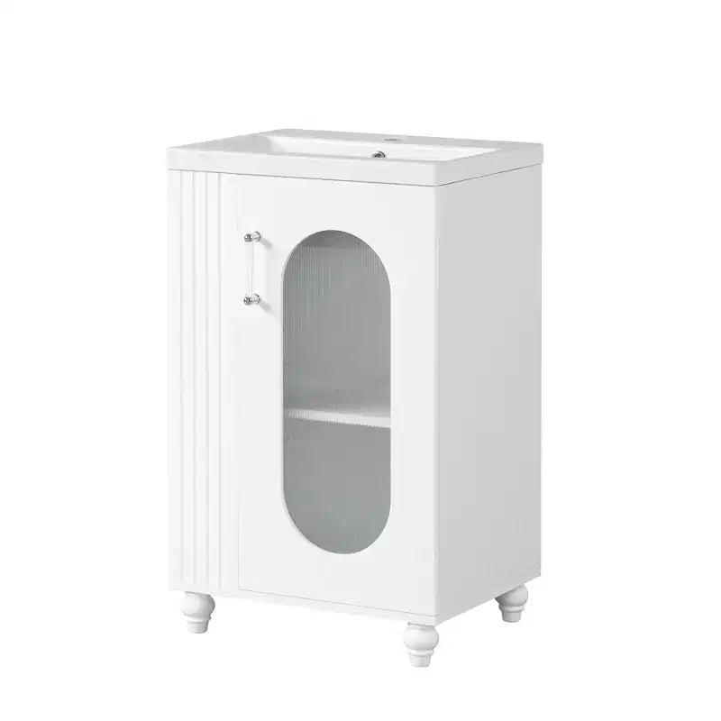 Mobile bagno con lavabo da 20 pollici con contenitore, Mobiletto da bagno a pavimento con ripiano regolabile