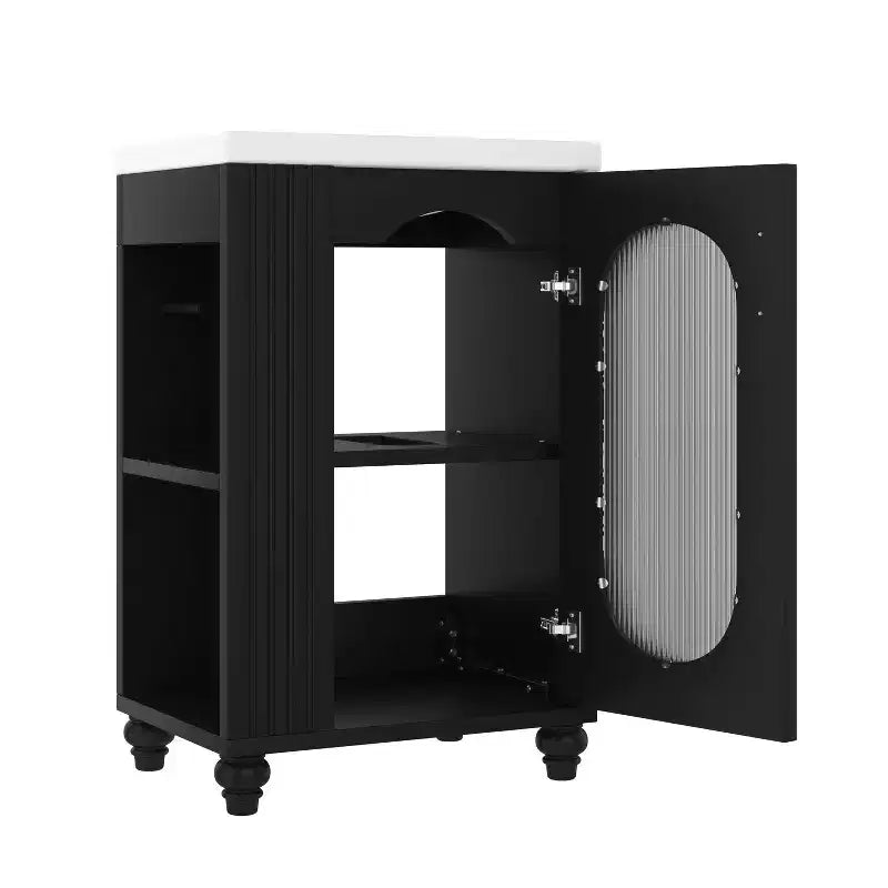 Mobile bagno con lavabo da 20 pollici con contenitore, Mobiletto da bagno a pavimento con ripiano regolabile