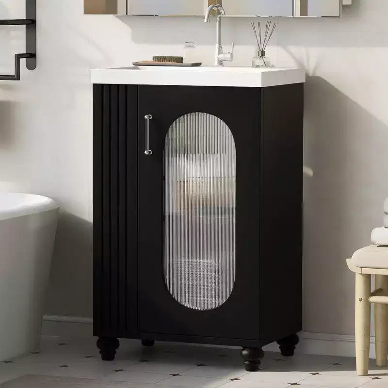 Mobile bagno con lavabo da 20 pollici con contenitore, Mobiletto da bagno a pavimento con ripiano regolabile