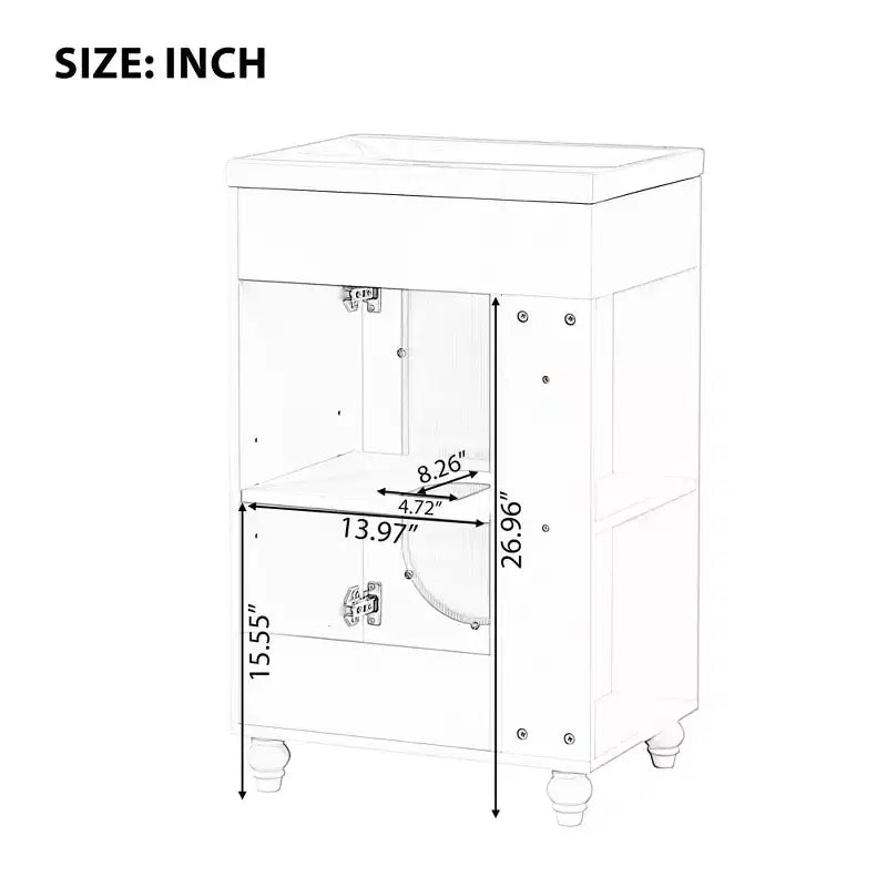 Mobile bagno con lavabo da 20 pollici con contenitore, Mobiletto da bagno a pavimento con ripiano regolabile