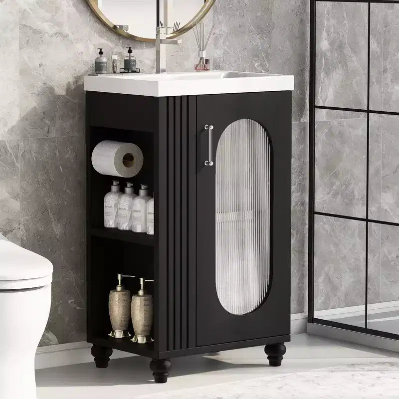 20 Small Bathroom Vanity Sink Combo with Storage , Bathroom Floor Cabinet with Adjustable Shelf