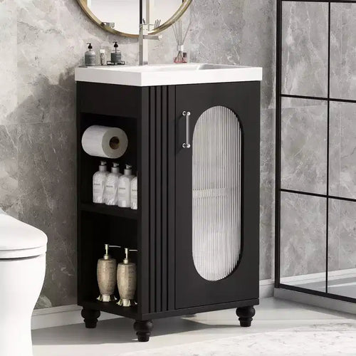20 Small Bathroom Vanity Sink Combo with Storage , Bathroom Floor Cabinet with Adjustable Shelf