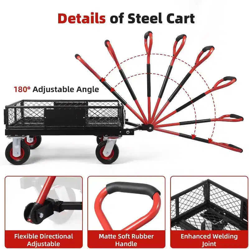 Carrello utilitario pieghevole in rete resistente con ruote, carrello rotante di grande capacità da 95x46x38 cm per magazzino e casa