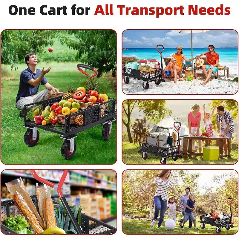 Carrello utilitario pieghevole in rete resistente con ruote, carrello rotante di grande capacità da 95x46x38 cm per magazzino e casa