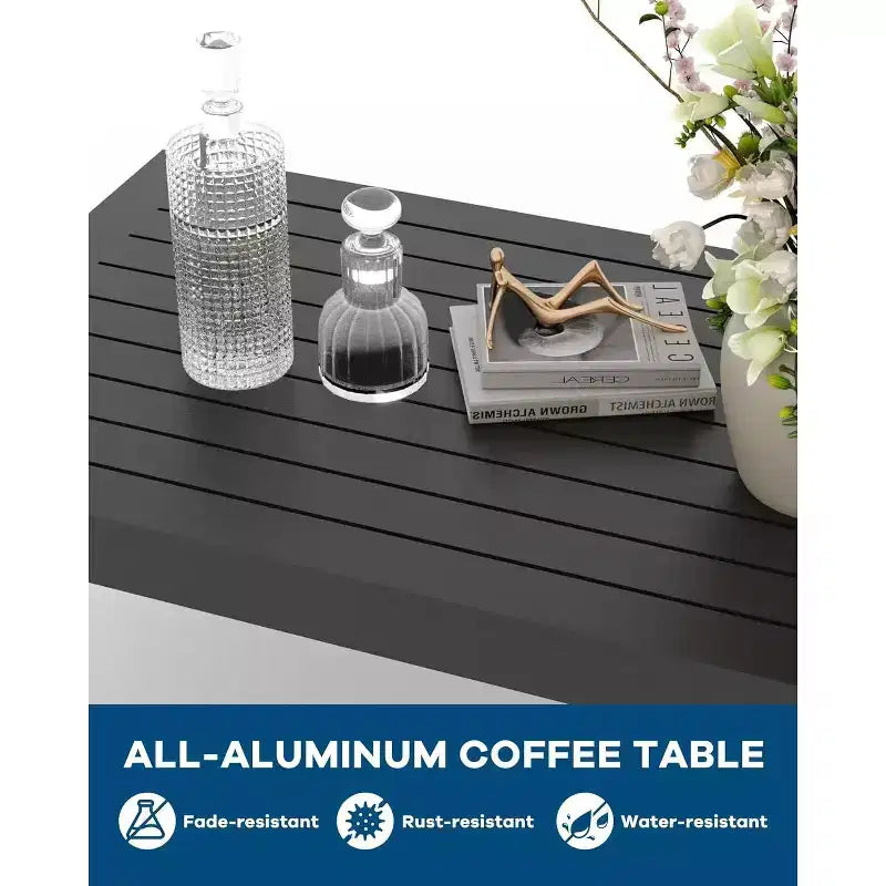 COZONY Set da Esterno in Alluminio a 7 Posti, Set Moderno da Patio in Metallo con Cuscini e Tavolo Quadrato per Terrazza, Giardino, Portico