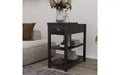 TUYOHW Retro Narrow Side Table with 180 Open Storage Cabinet, Bedroom Nightstand with Bottom Shelf, Sturdy MDF End Table for Living Room