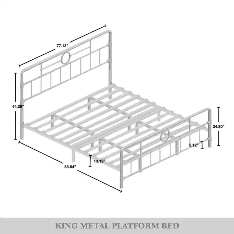 ChaletPosh Letto a piattaforma in metallo King Size
