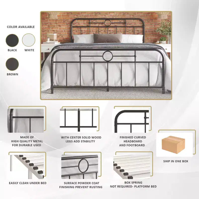ChaletPosh Letto a piattaforma in metallo King Size