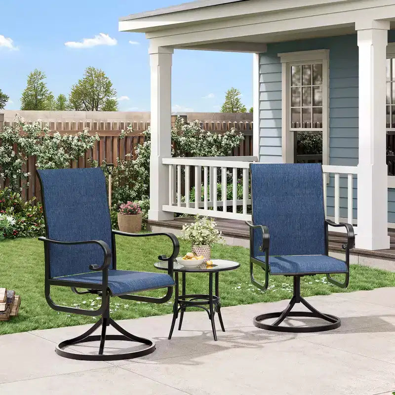 Set di Sedie da Pranzo Girevoli a Dondolo Premium per Esterni, Mobili Ergonomici con Rete Traspirante per Terrazzo Giardino