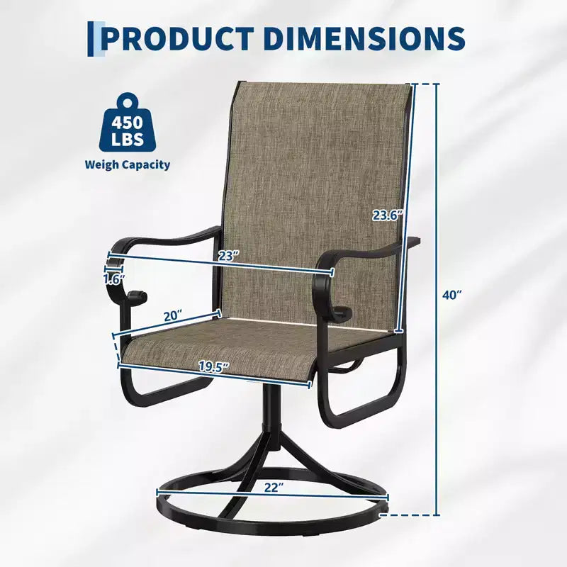 Set di Sedie da Pranzo Girevoli a Dondolo Premium per Esterni, Mobili Ergonomici con Rete Traspirante per Terrazzo Giardino