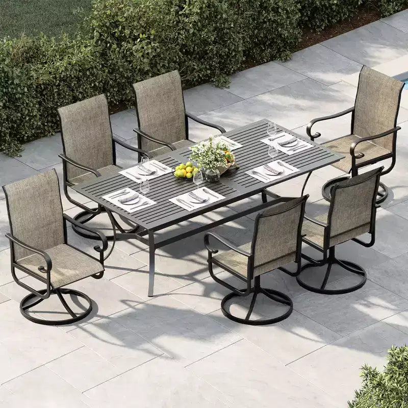 Set di Sedie da Pranzo Girevoli a Dondolo Premium per Esterni, Mobili Ergonomici con Rete Traspirante per Terrazzo Giardino