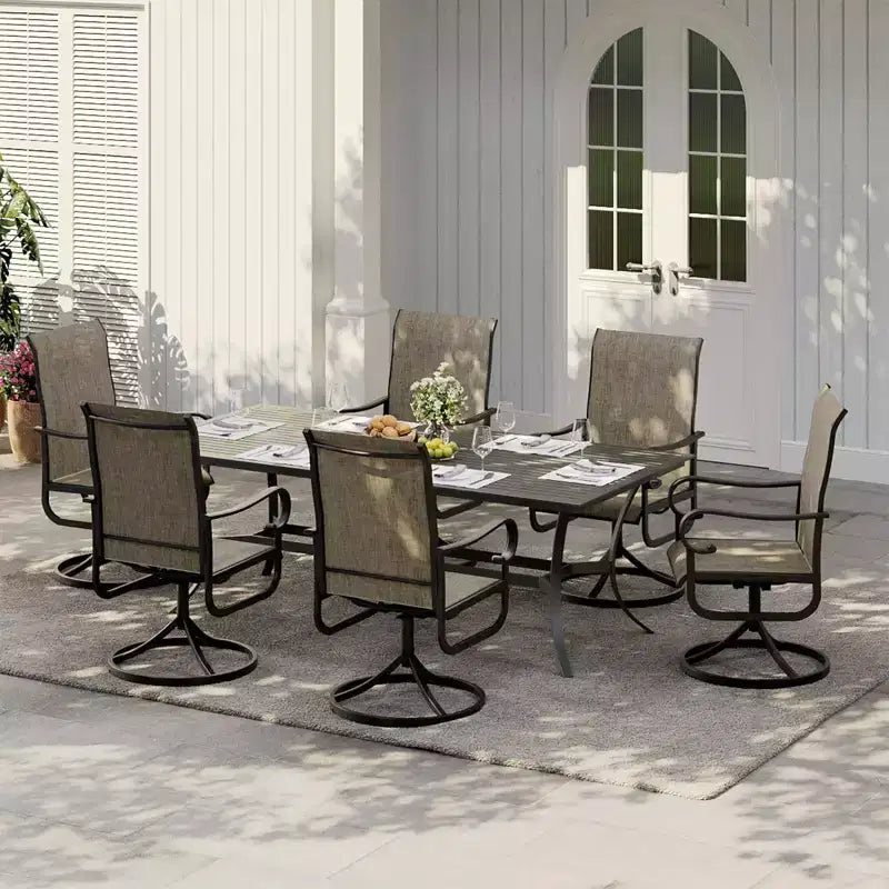 Set di Sedie da Pranzo Girevoli a Dondolo Premium per Esterni, Mobili Ergonomici con Rete Traspirante per Terrazzo Giardino